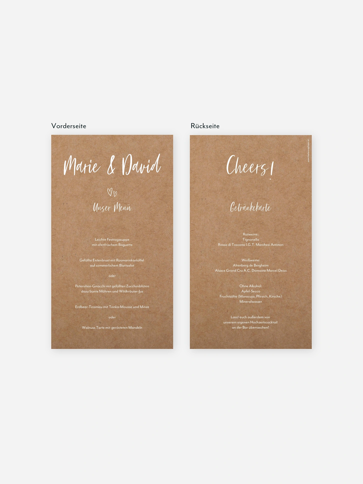 Menükarte Hochzeit Lovestory