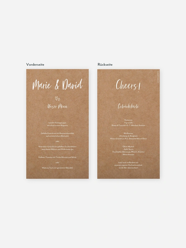 Menükarte Hochzeit Lovestory