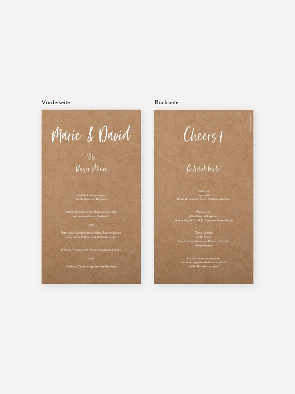 Menükarte Hochzeit Lovestory