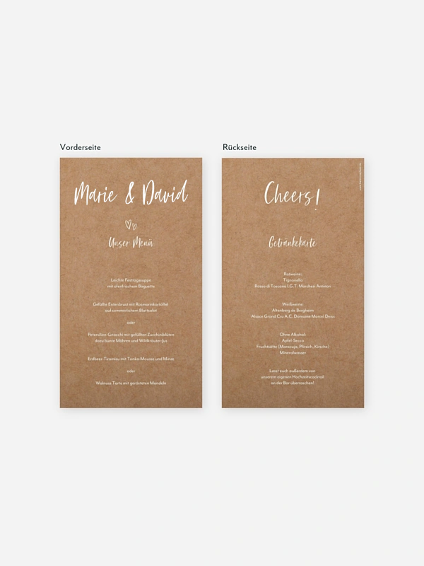 Menükarte Hochzeit Lovestory