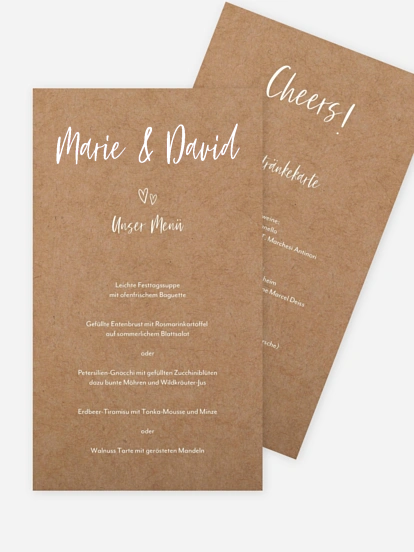 Menükarte Hochzeit Lovestory