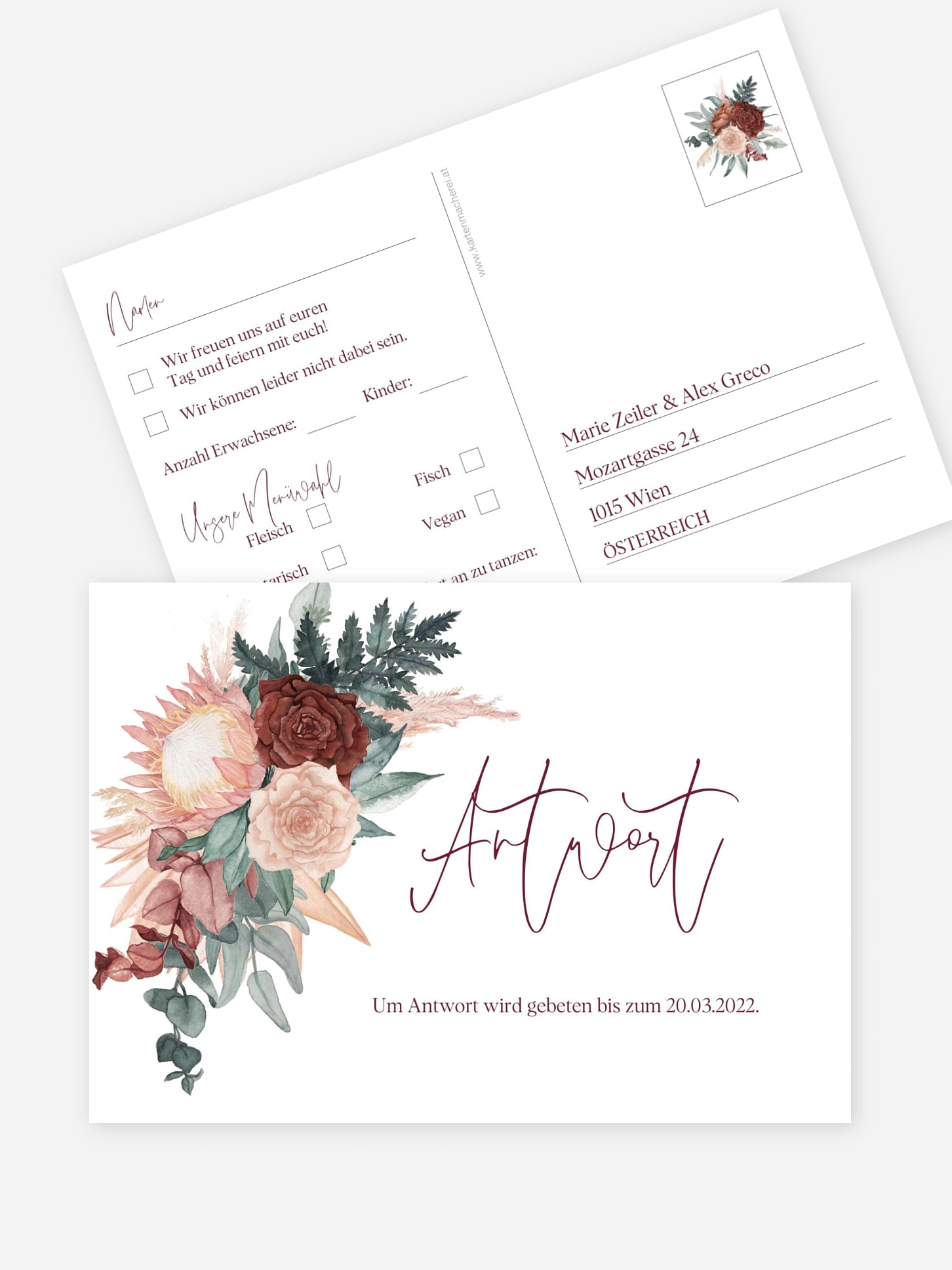 Antwortkarte Hochzeit Modern Boho