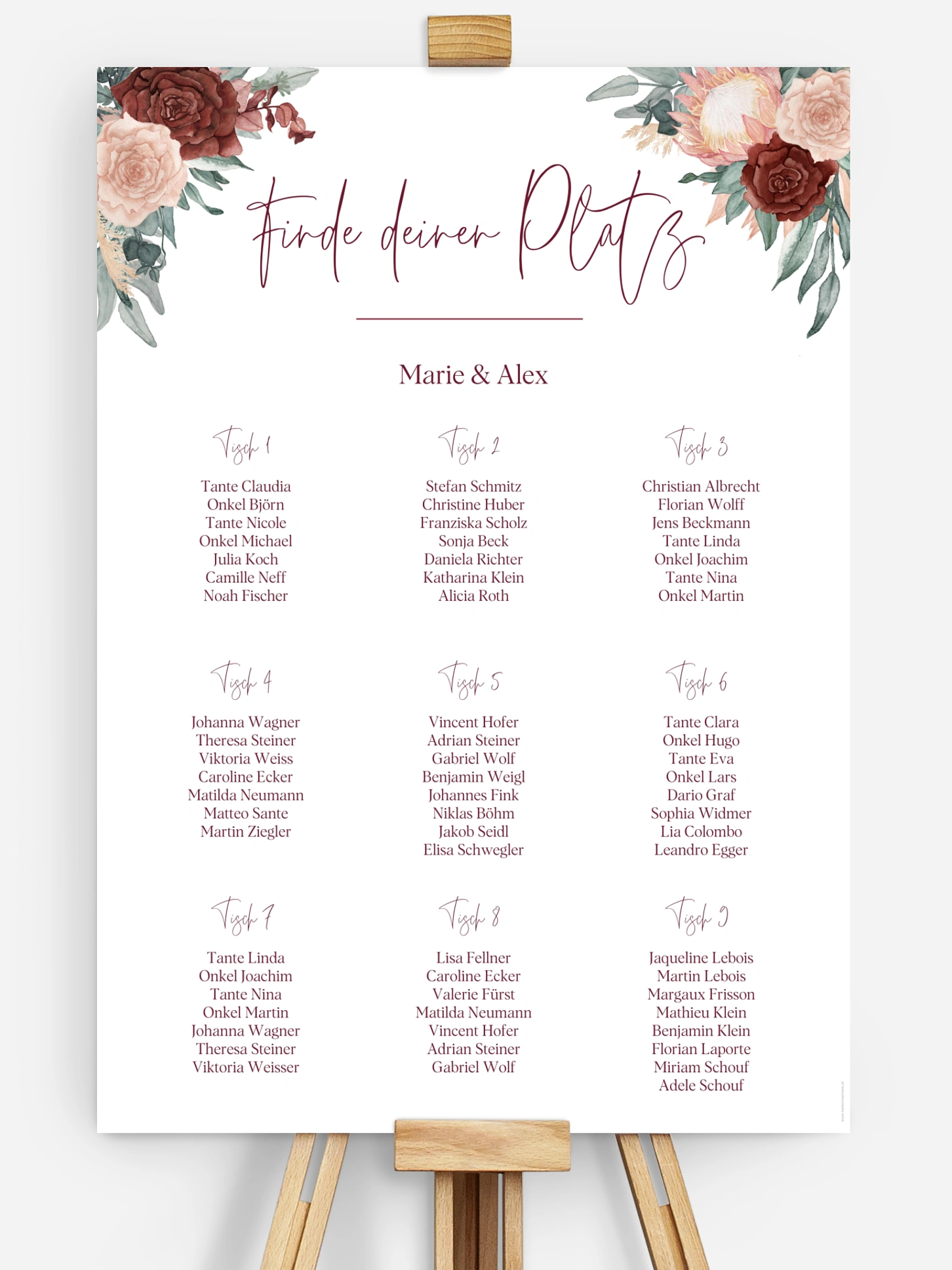 Sitzplan Plakat Modern Boho