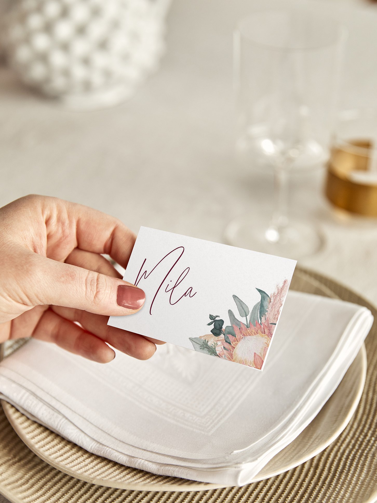 Tischkarte Hochzeit Modern Boho