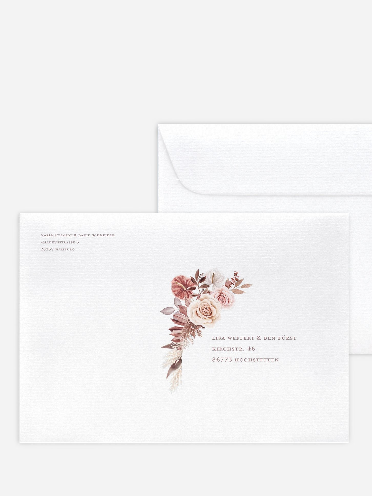 Bedruckter Briefumschlag Hochzeit Terracotta Love