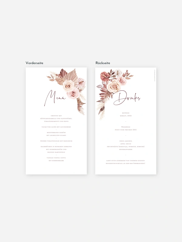 Menükarte Hochzeit Terracotta Love