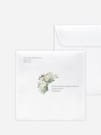 Bedruckter Briefumschlag Hochzeit White Roses