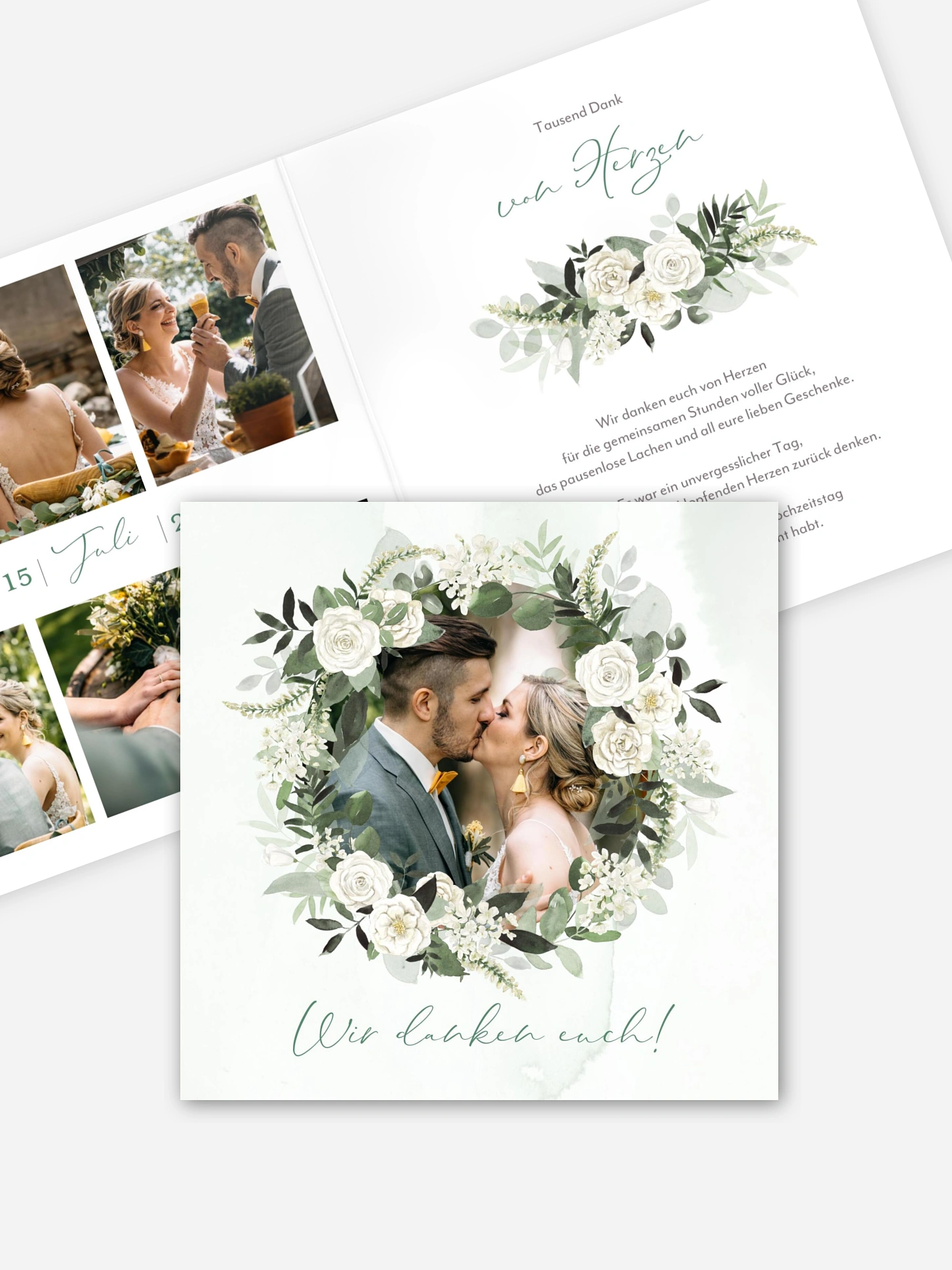 Dankeskarte Hochzeit White Roses