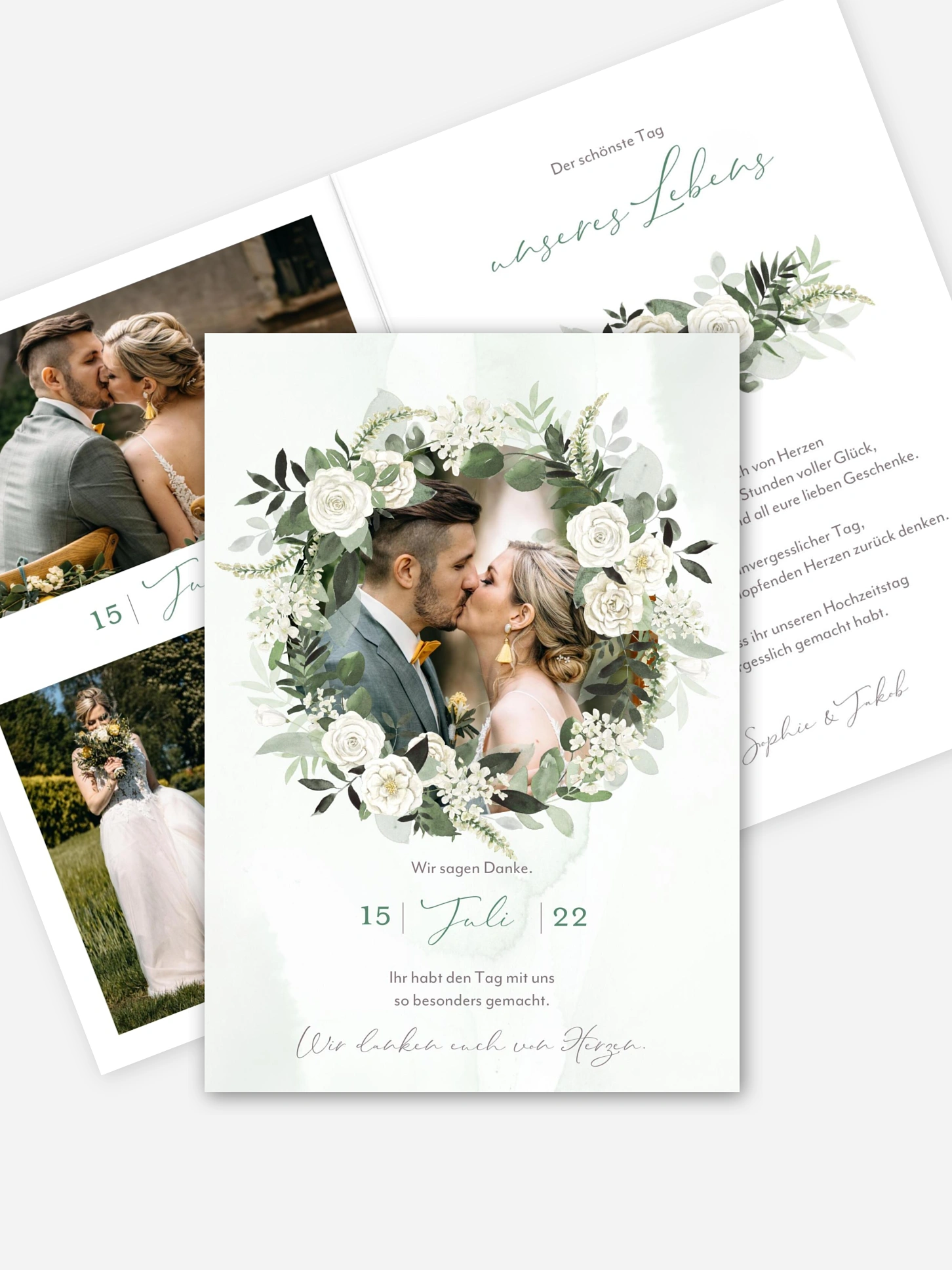 Dankeskarte Hochzeit White Roses