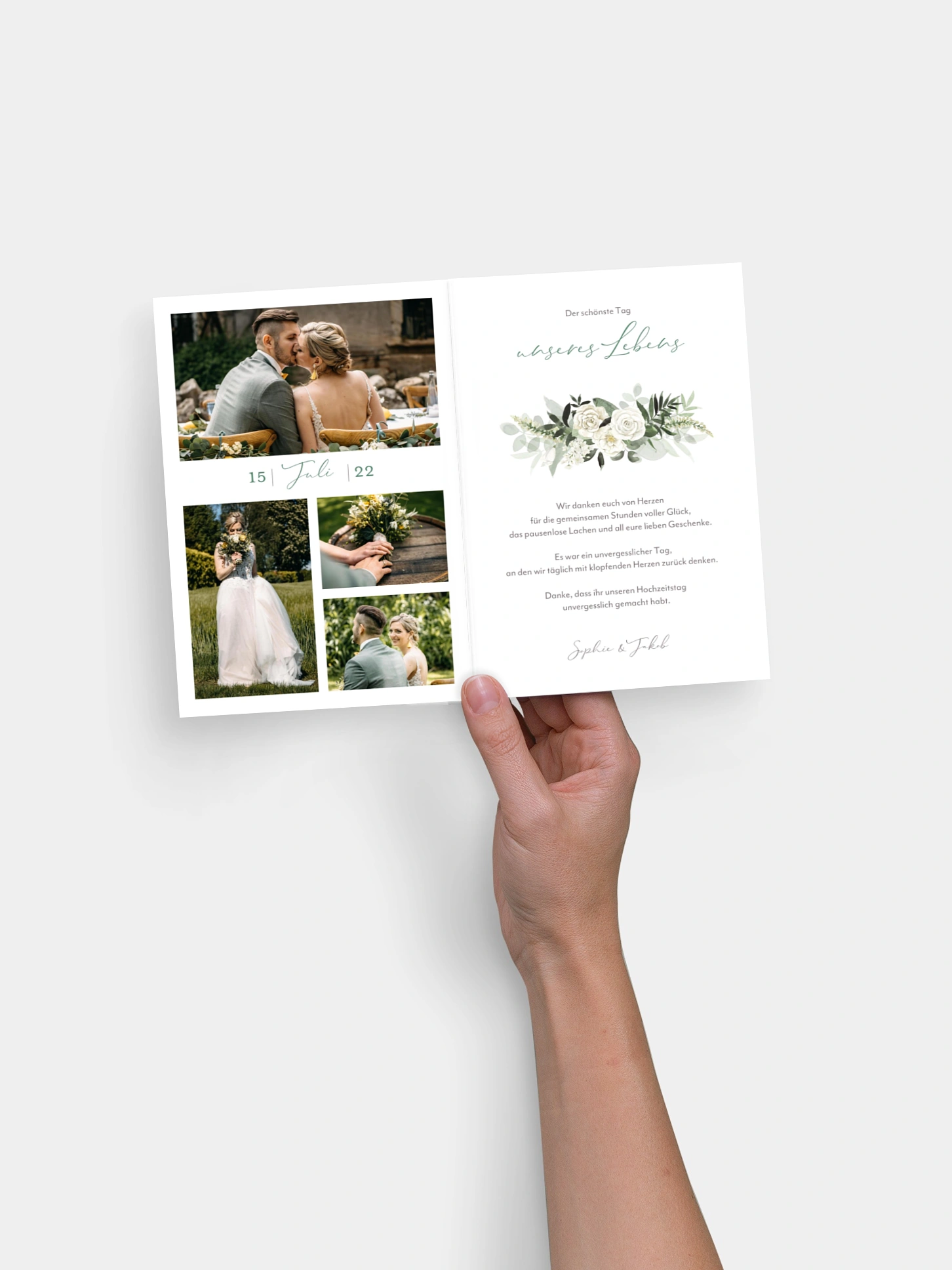 Dankeskarte Hochzeit White Roses