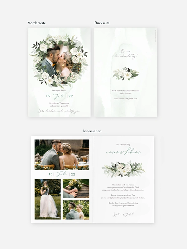 Dankeskarte Hochzeit White Roses