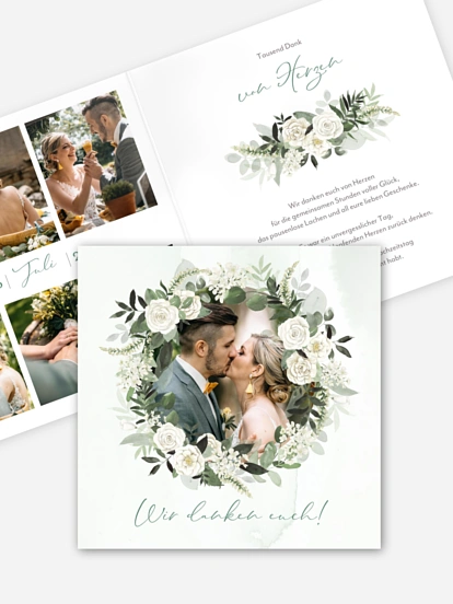 Dankeskarte Hochzeit White Roses