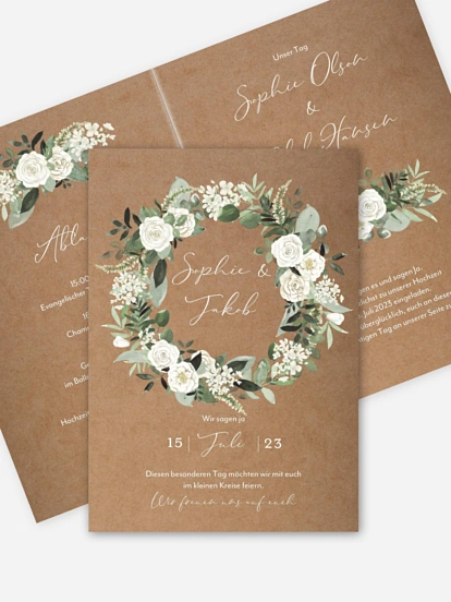 Hochzeitseinladung White Roses