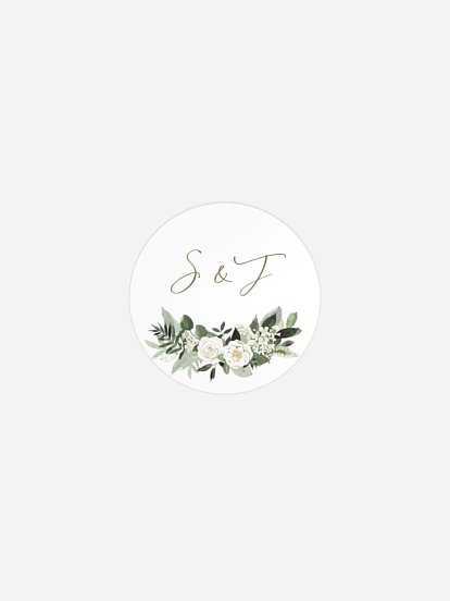 Geschenkaufkleber Hochzeit White Roses