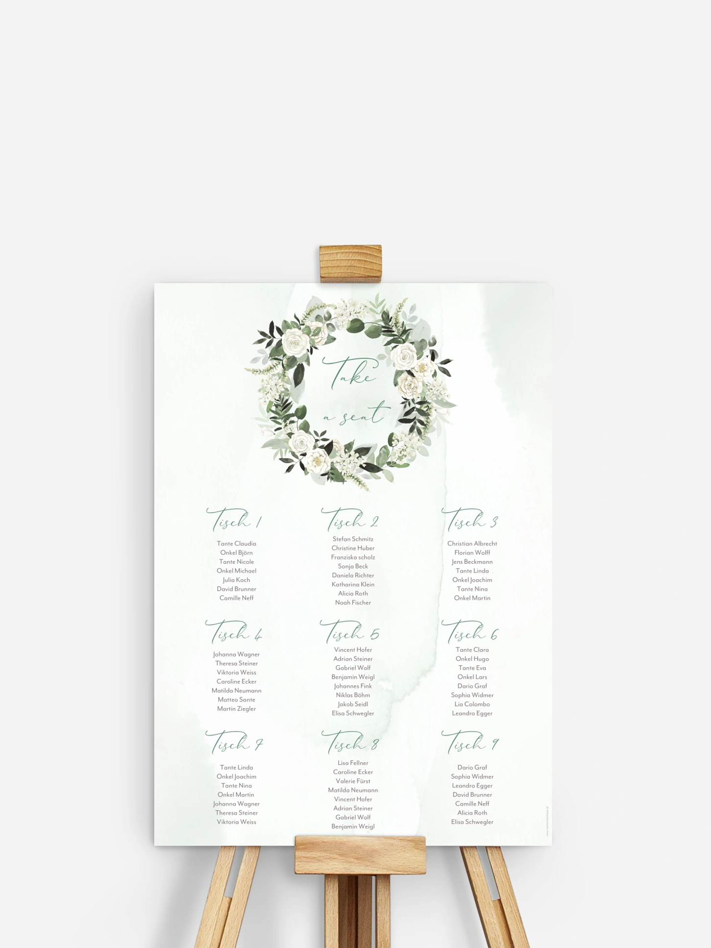 Sitzplan Plakat White Roses