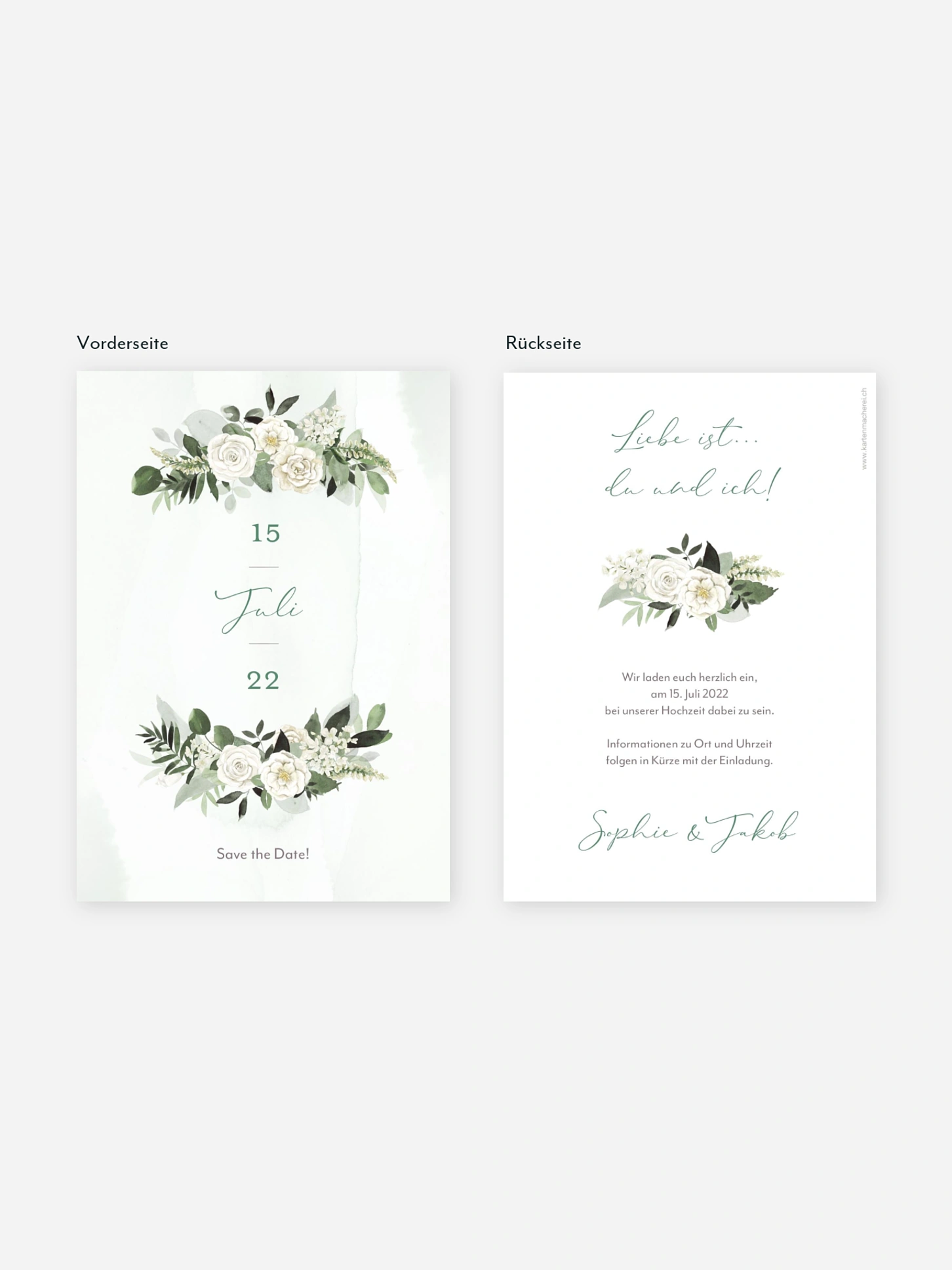 Save-the-Date Karte White Roses