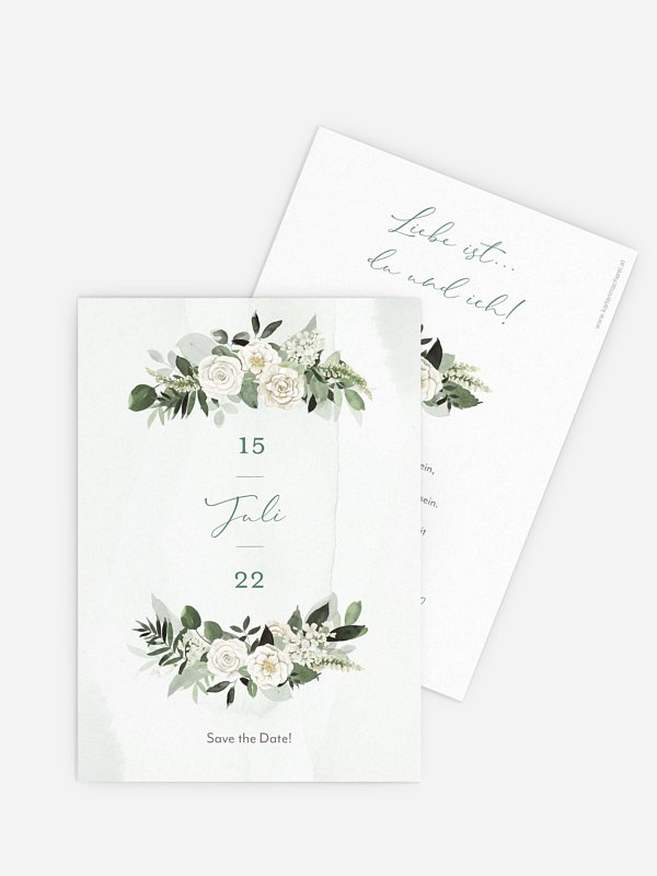 Save-the-Date Karte White Roses