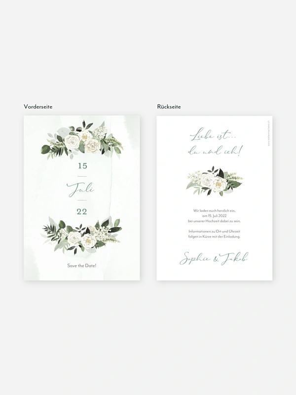 Save-the-Date Karte White Roses