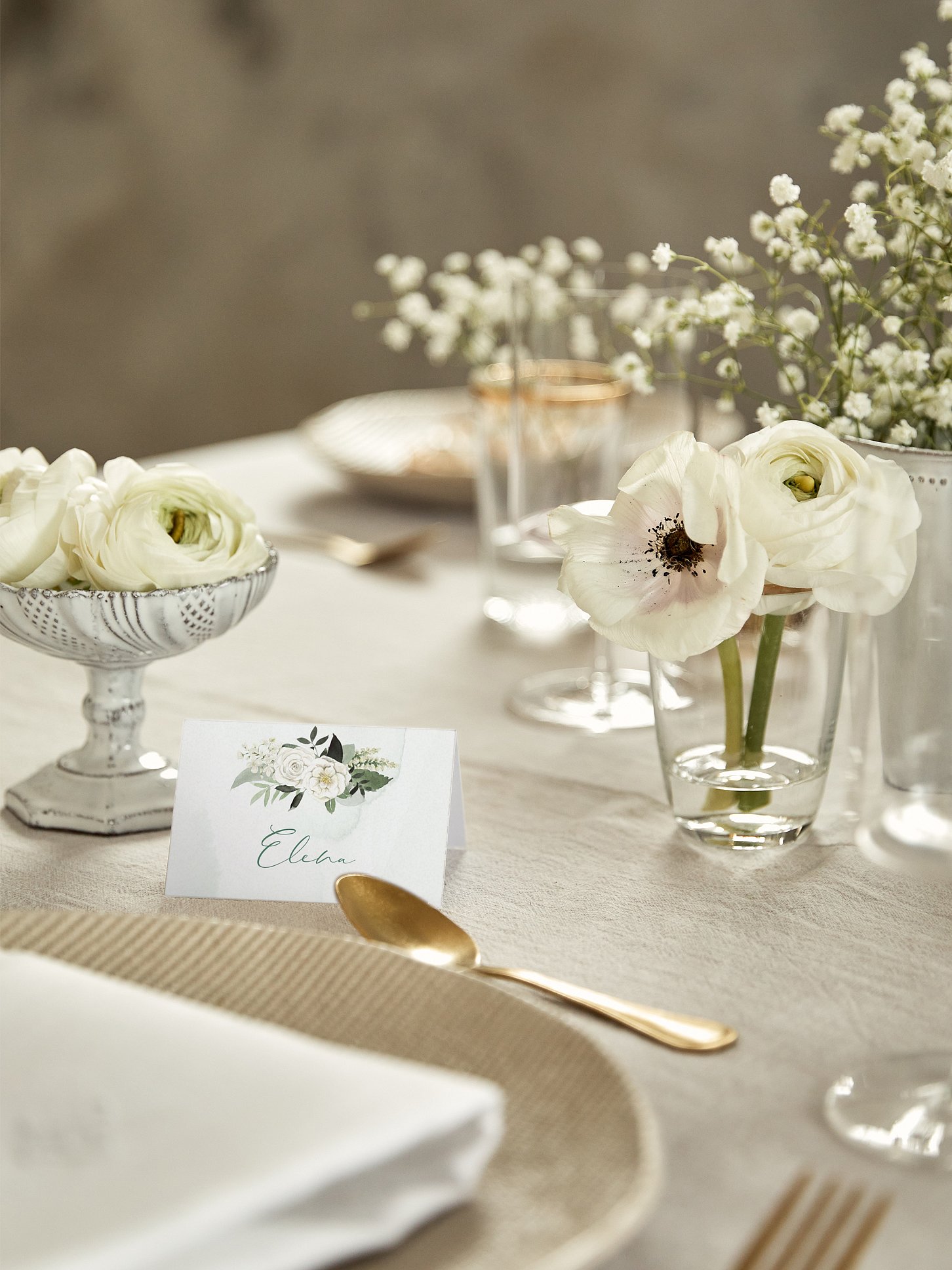 Tischkarte Hochzeit White Roses