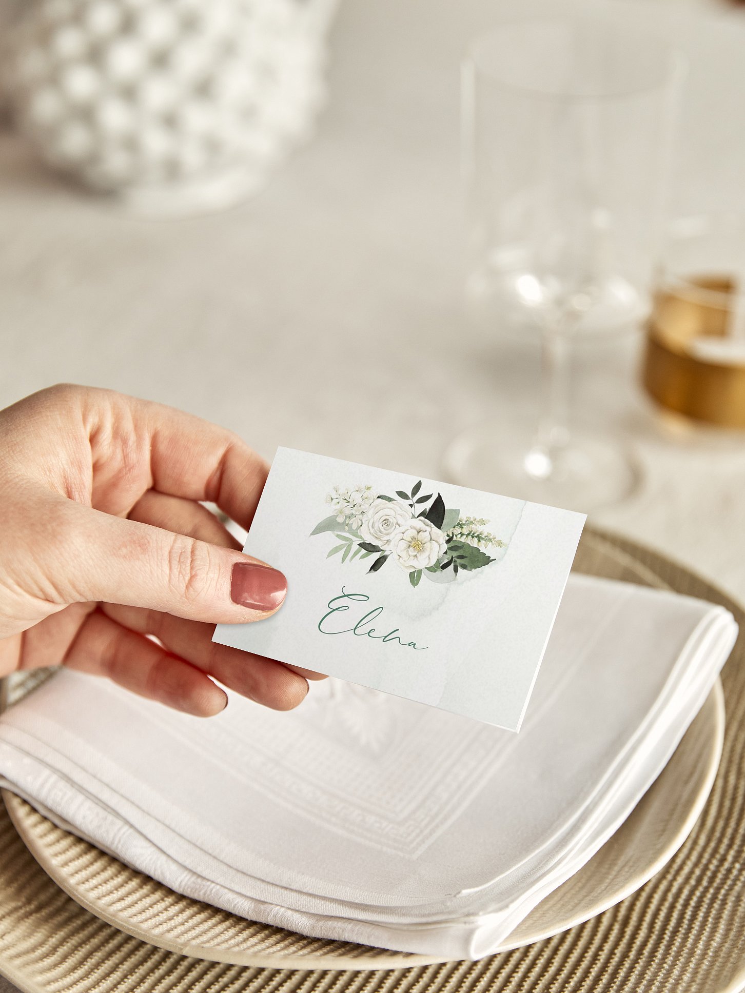 Tischkarte Hochzeit White Roses