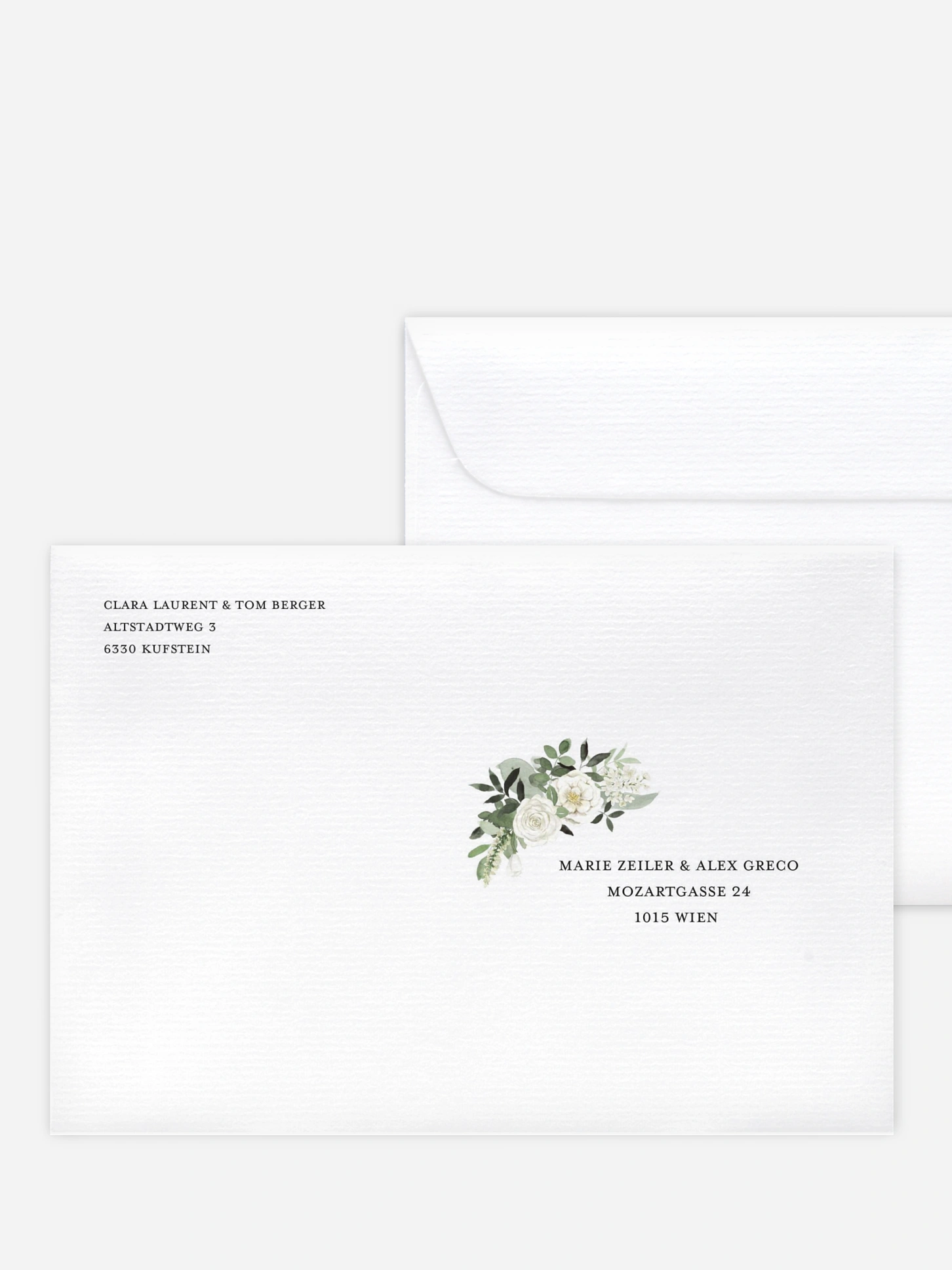 Bedruckter Briefumschlag Hochzeit White Bouquet