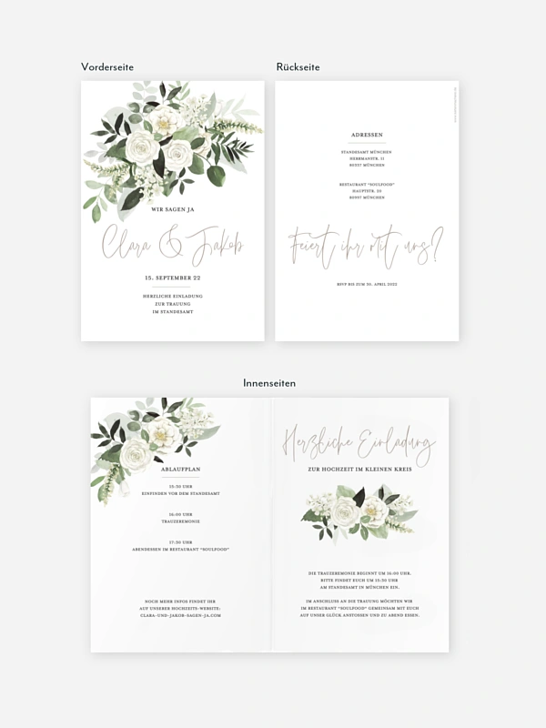 Hochzeitseinladung Standesamt White Bouquet