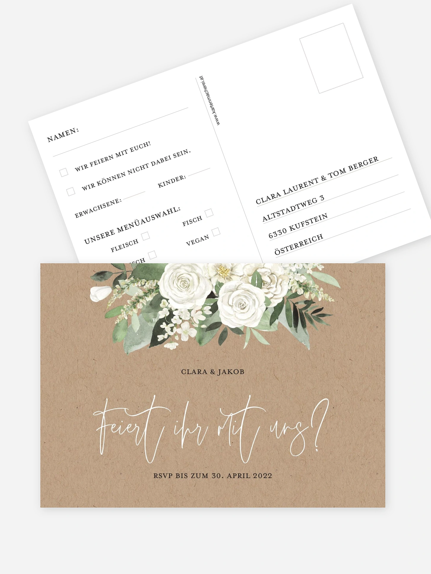 Antwortkarte Hochzeit White Bouquet