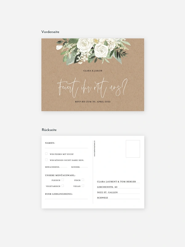 Antwortkarte Hochzeit White Bouquet