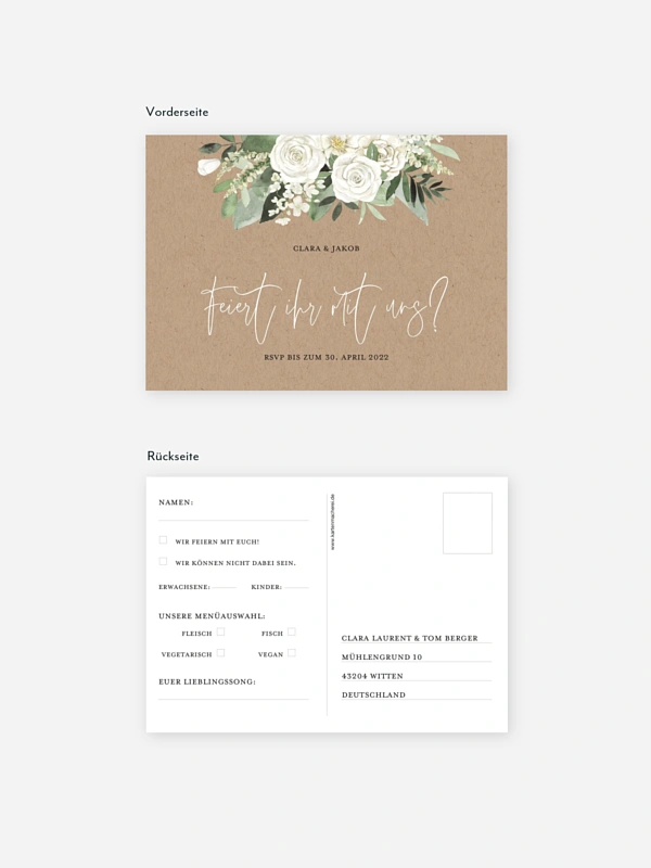 Antwortkarte Hochzeit White Bouquet