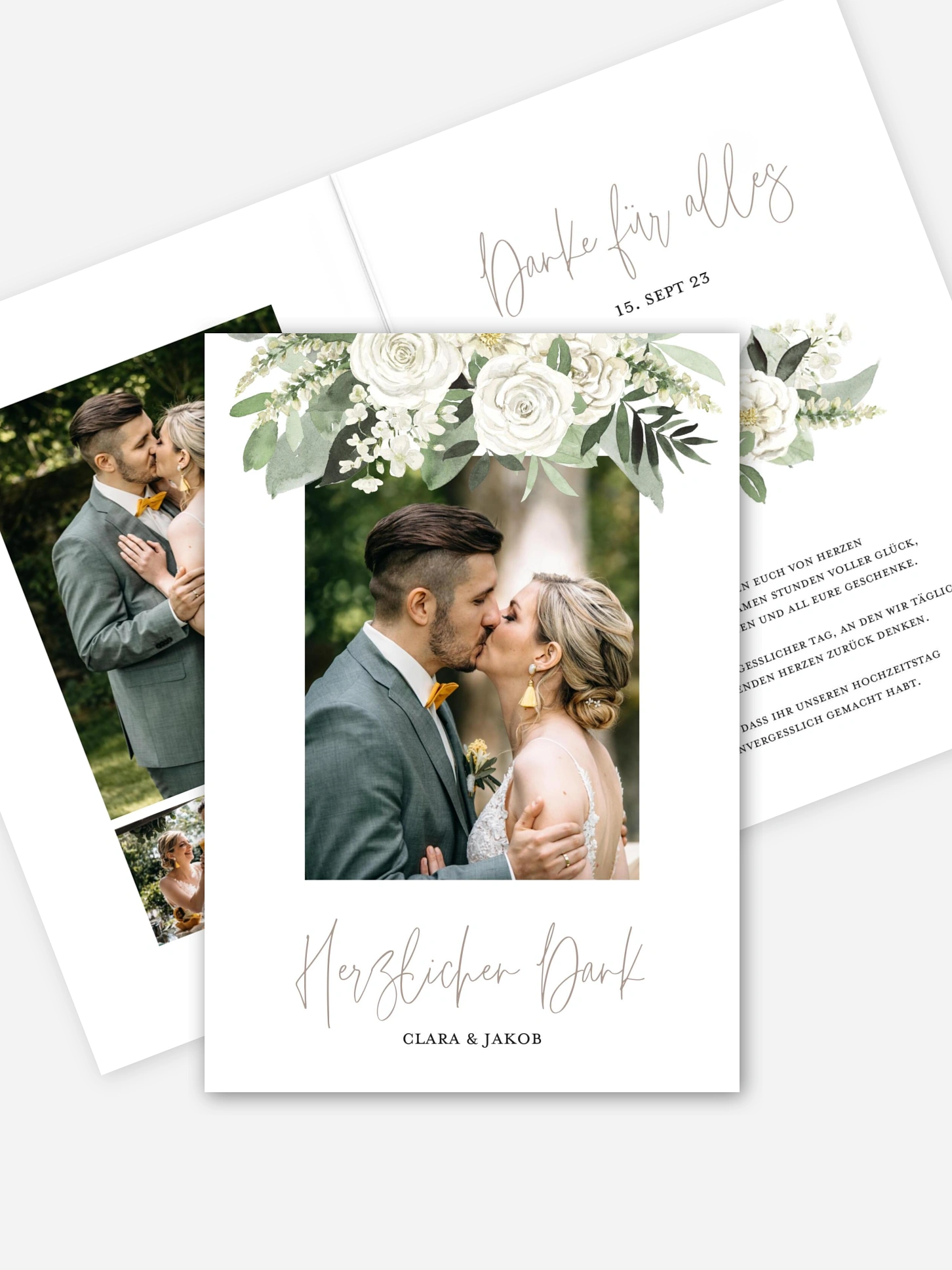 Dankeskarte Hochzeit White Bouquet