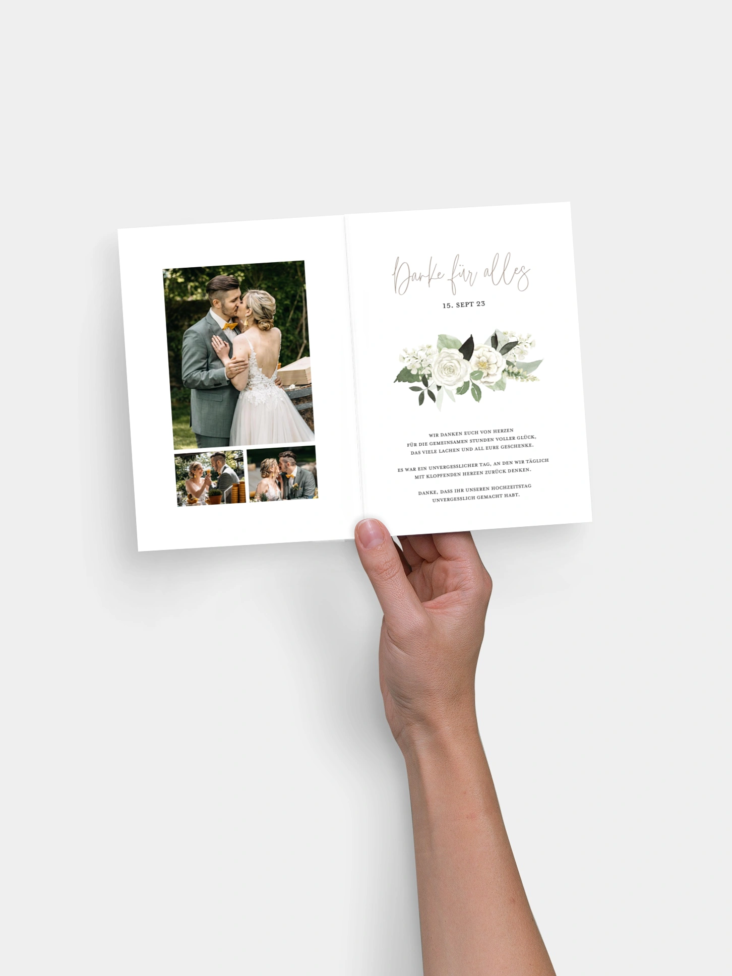 Dankeskarte Hochzeit White Bouquet