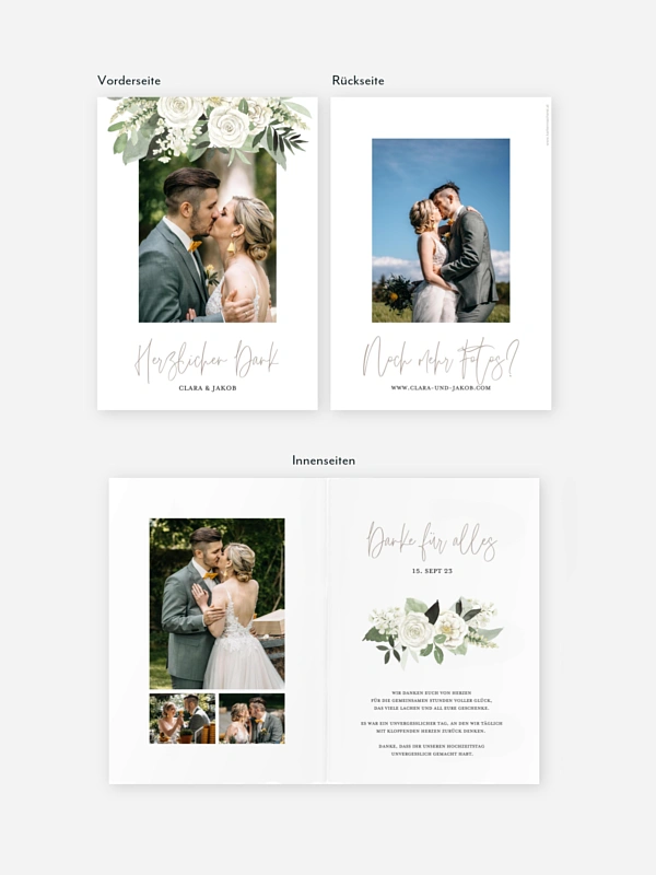 Dankeskarte Hochzeit White Bouquet