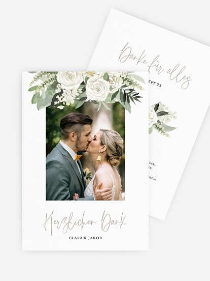 Dankeskarte Hochzeit White Bouquet