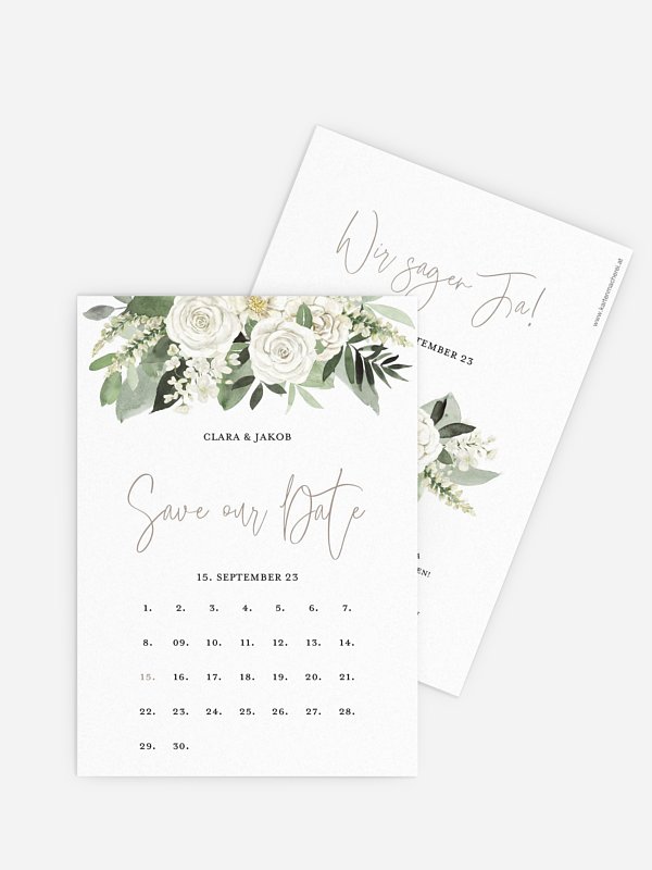 Save-the-Date Karte White Bouquet