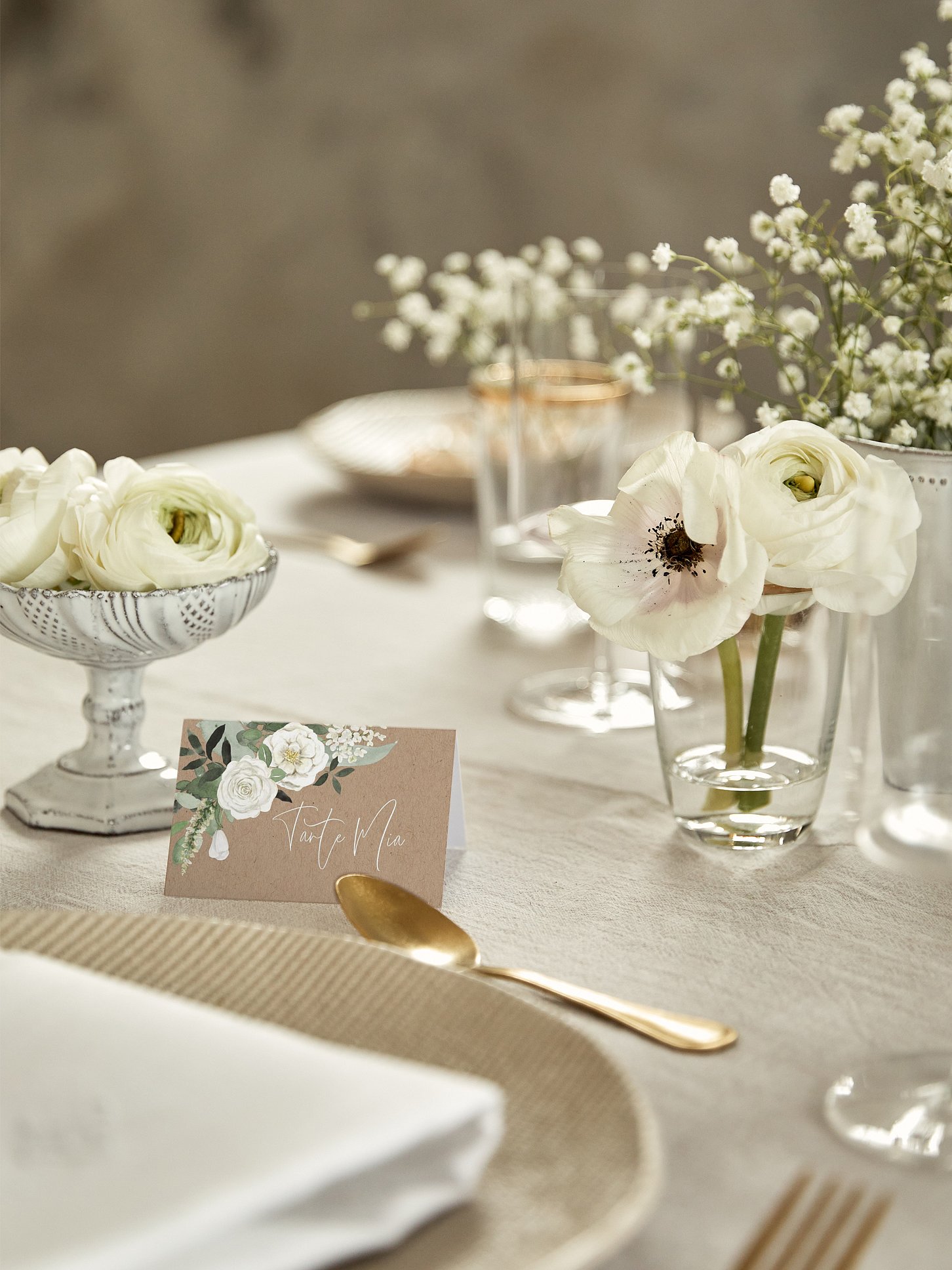 Tischkarte Hochzeit White Bouquet