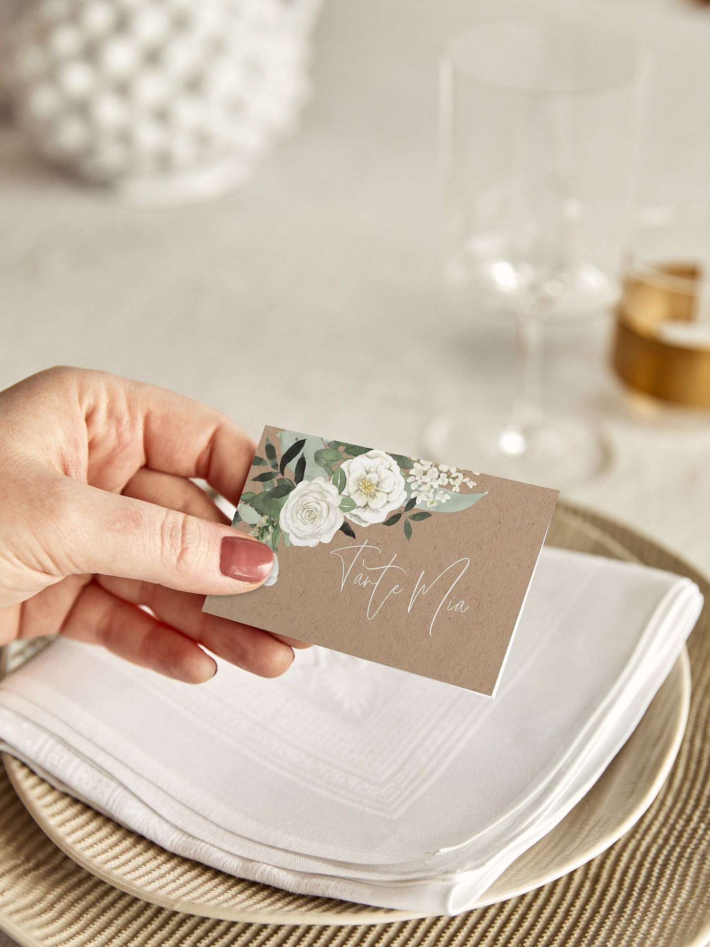 Tischkarte Hochzeit White Bouquet
