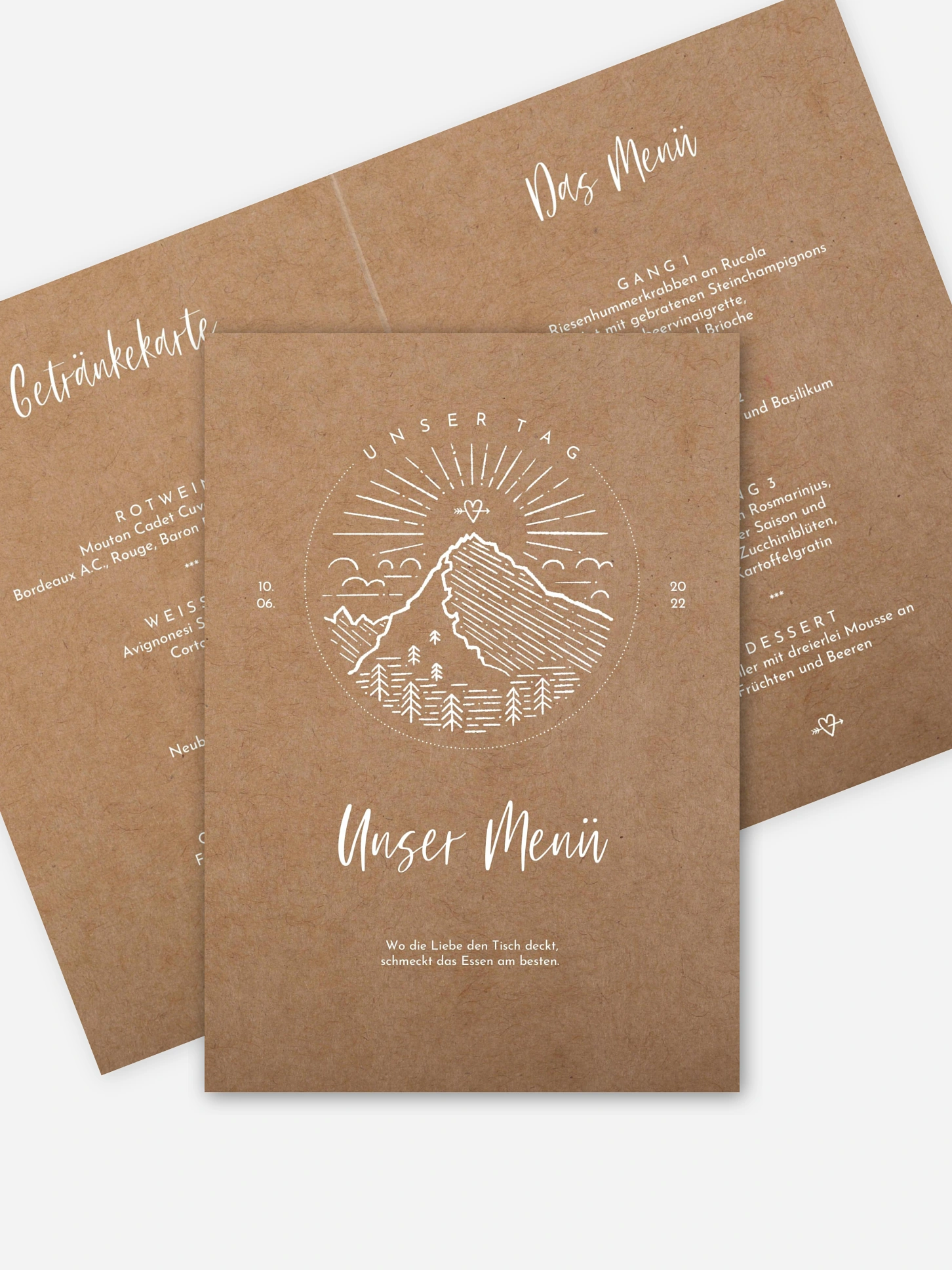 Menükarte Hochzeit Mountain Love