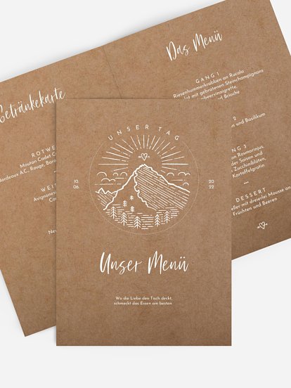 Menükarte Hochzeit Mountain Love