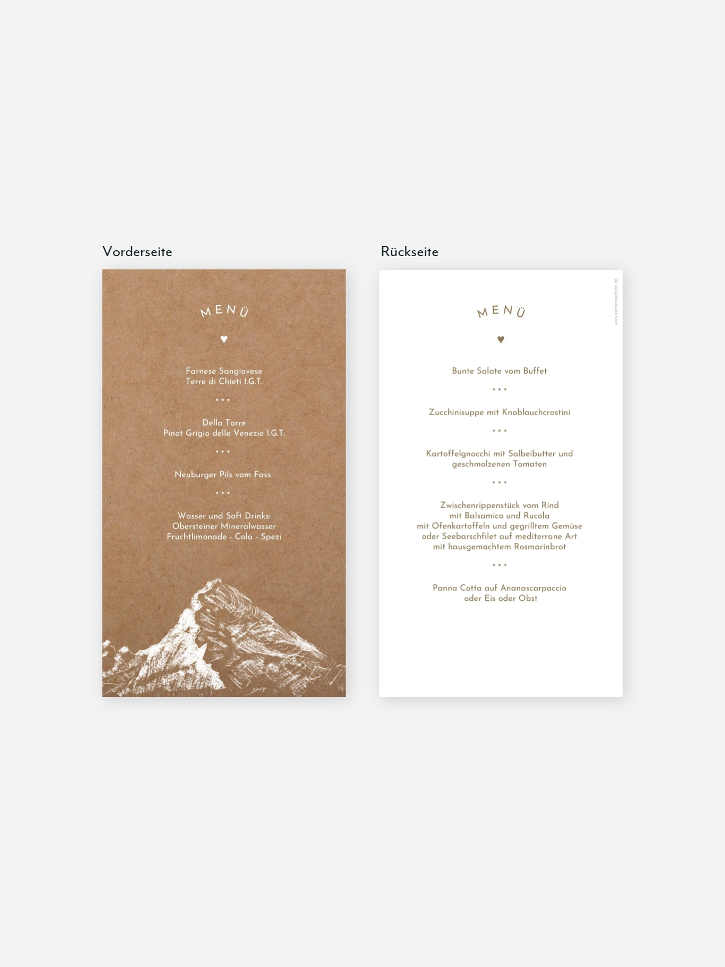 Menükarte Hochzeit Wanderlust