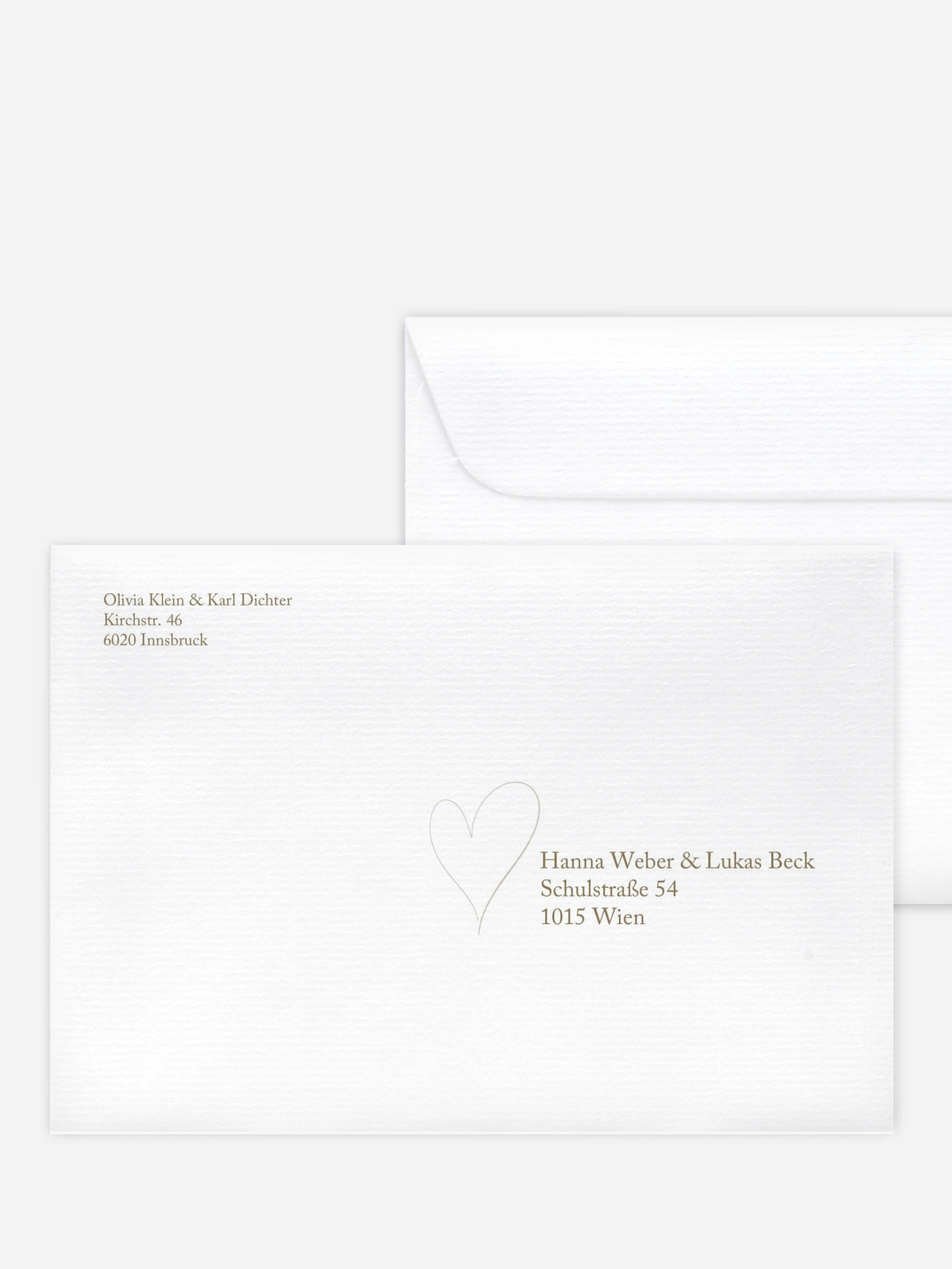 Bedruckter Briefumschlag Hochzeit Romantic Heart