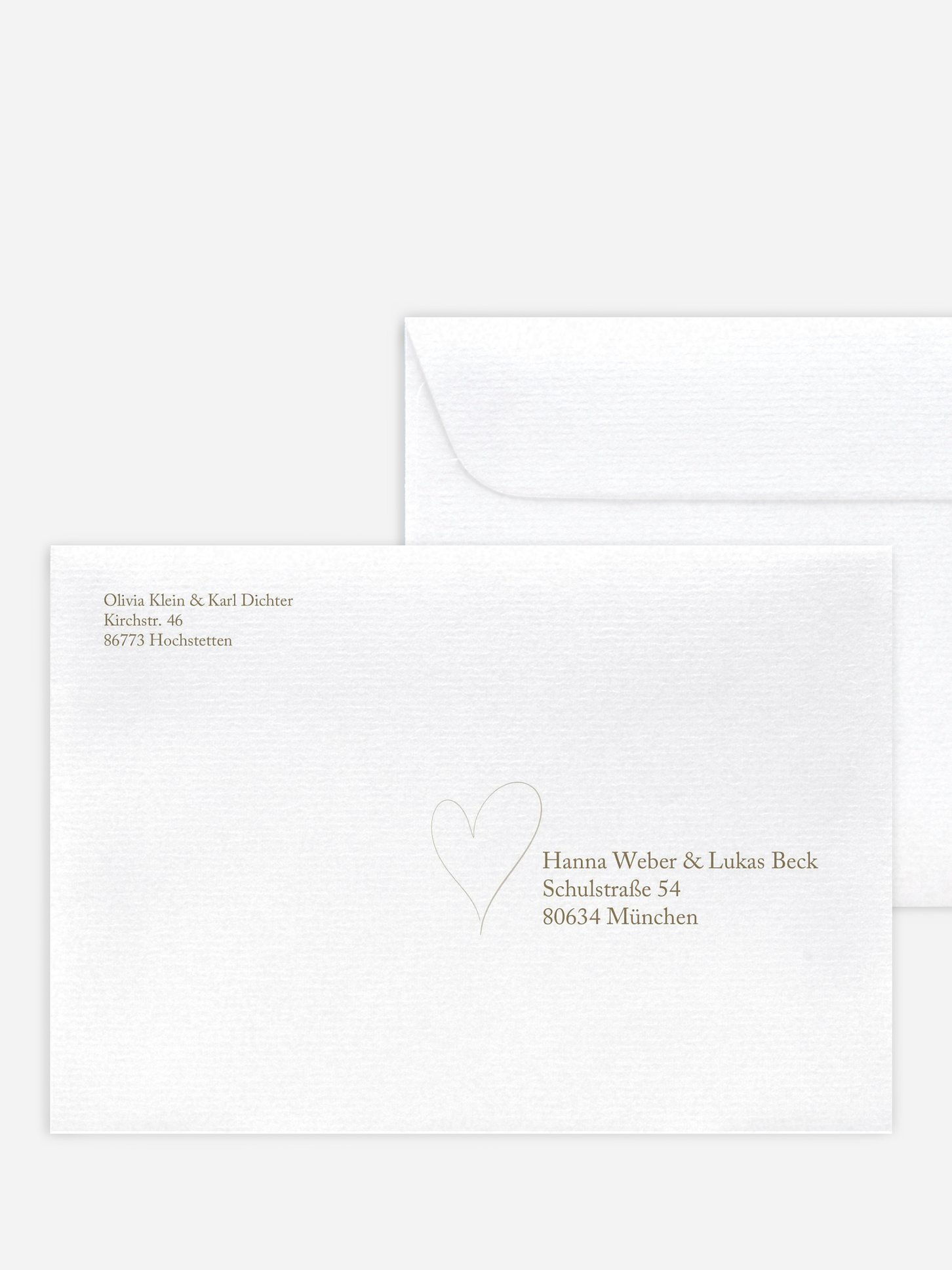 Bedruckter Briefumschlag Hochzeit Romantic Heart