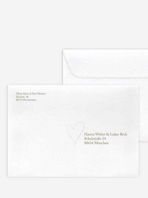 Bedruckter Briefumschlag Hochzeit Romantic Heart