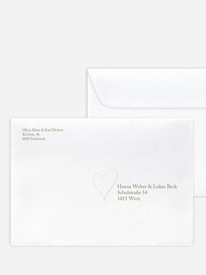 Bedruckter Briefumschlag Hochzeit Romantic Heart