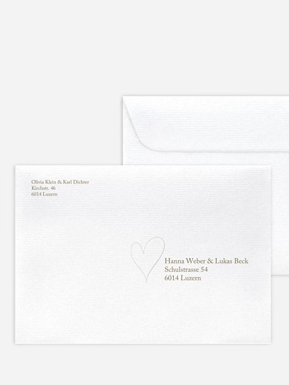 Bedruckter Briefumschlag Hochzeit Romantic Heart