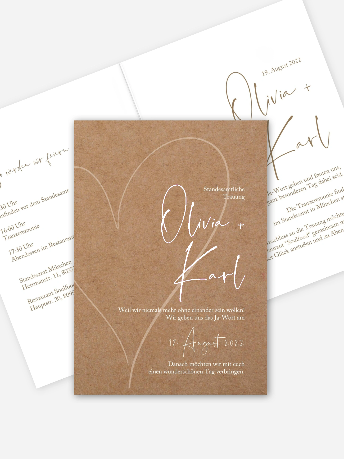 Hochzeitseinladung Standesamt Romantic Heart