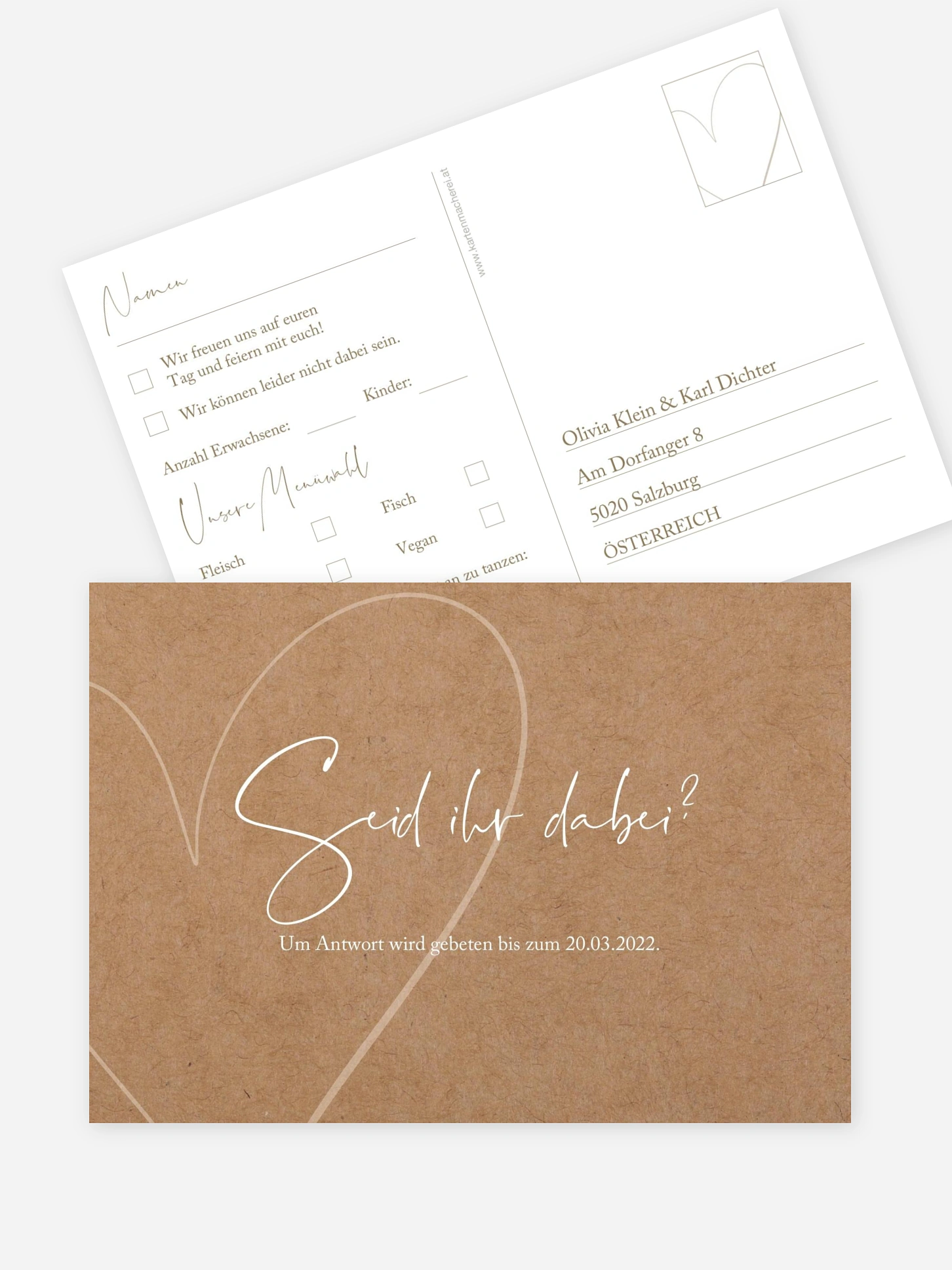 Antwortkarte Hochzeit Romantic Heart