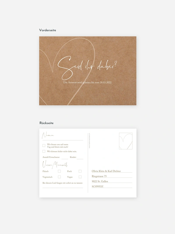 Antwortkarte Hochzeit Romantic Heart