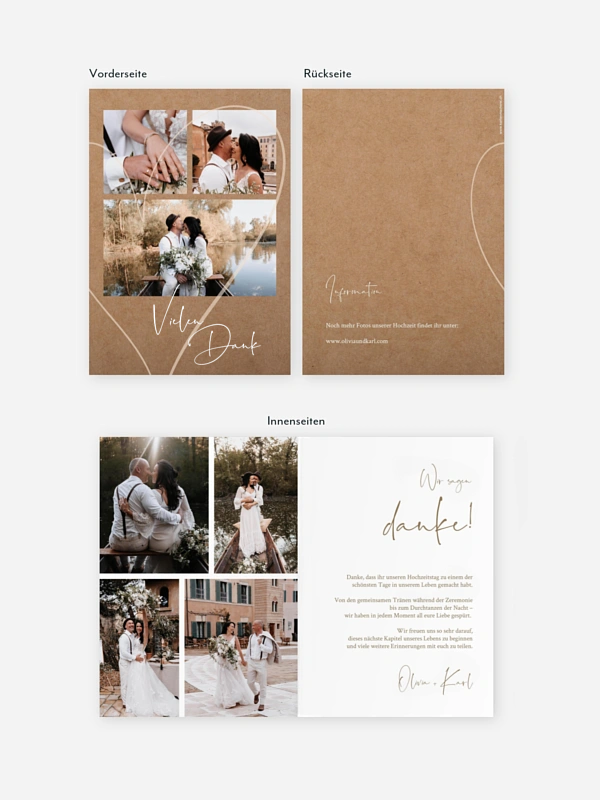 Dankeskarte Hochzeit Romantic Heart