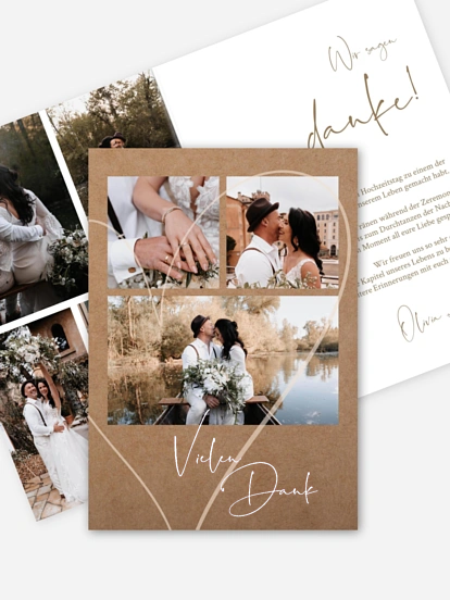 Dankeskarte Hochzeit Romantic Heart