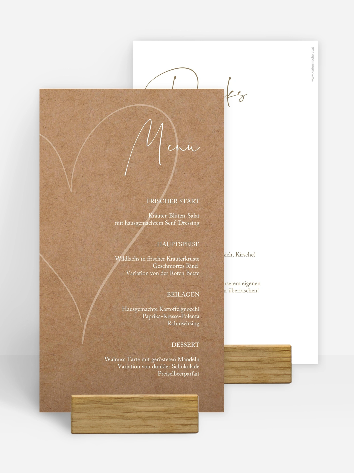 Menükarte Hochzeit Romantic Heart